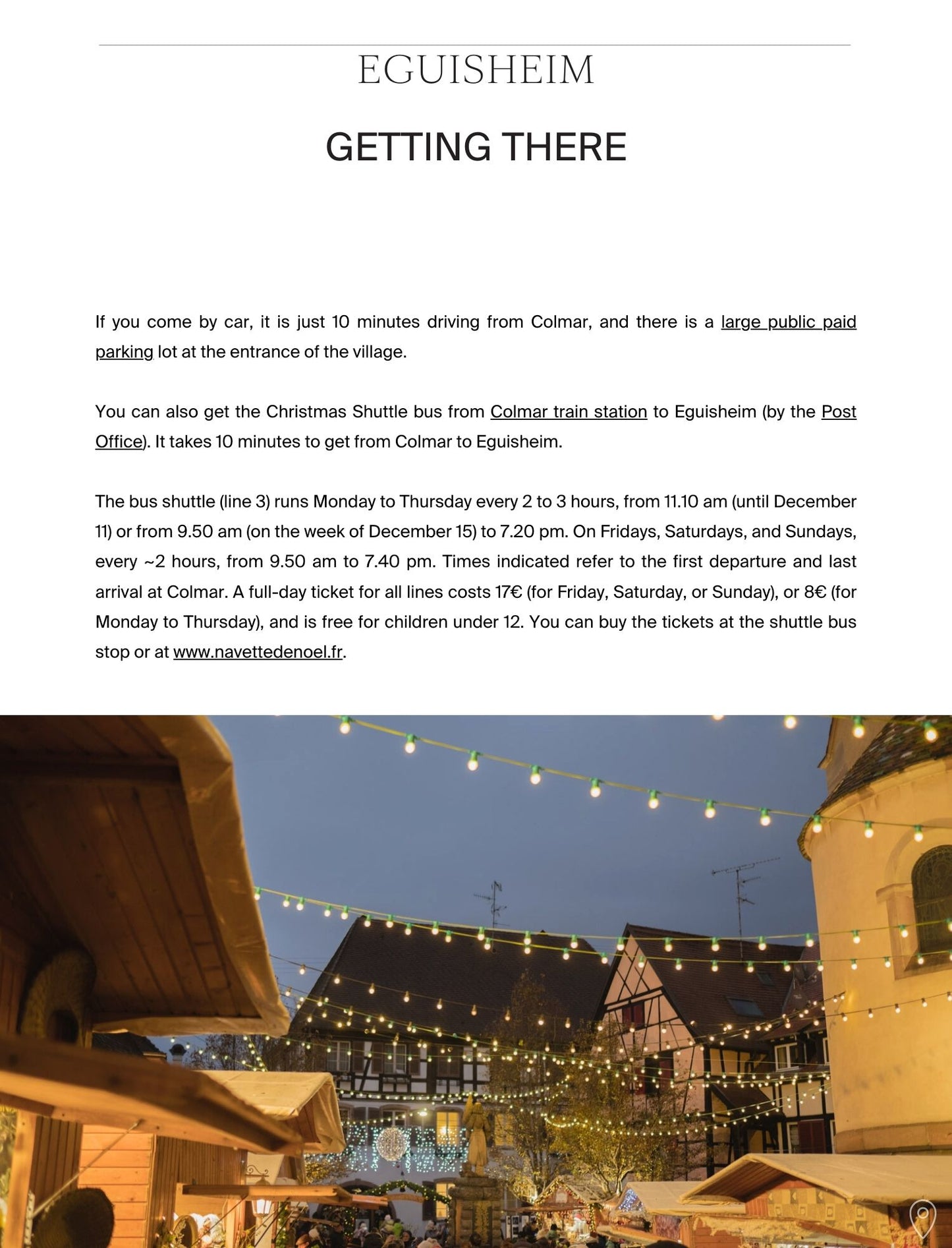 A Guide to Alsace, Christmas Edition - page on how to get to Eguisheim, by Simply Slow Traveler