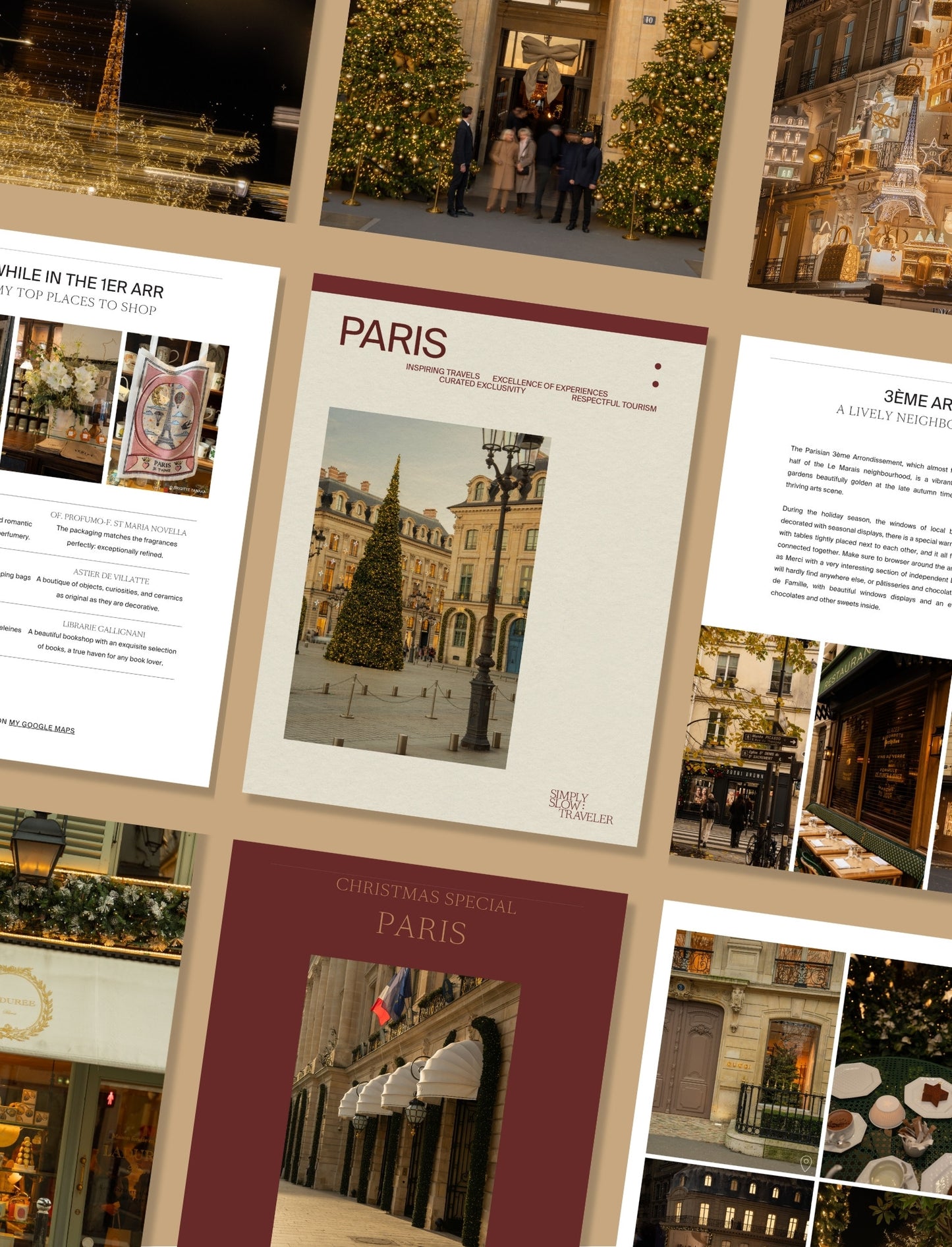 A Guide to Paris at Christmas - A collection of pages from the guide, by Simply Slow Traveler