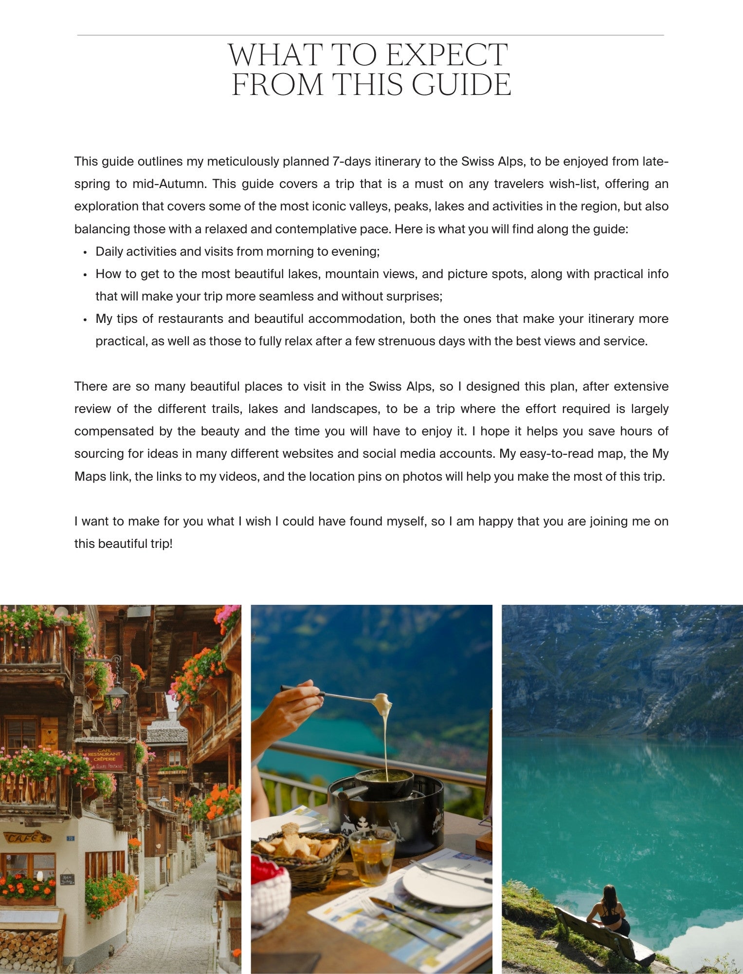 A Guide to the Swiss Alps - 'What to Expect' page, by Simply Slow Traveler