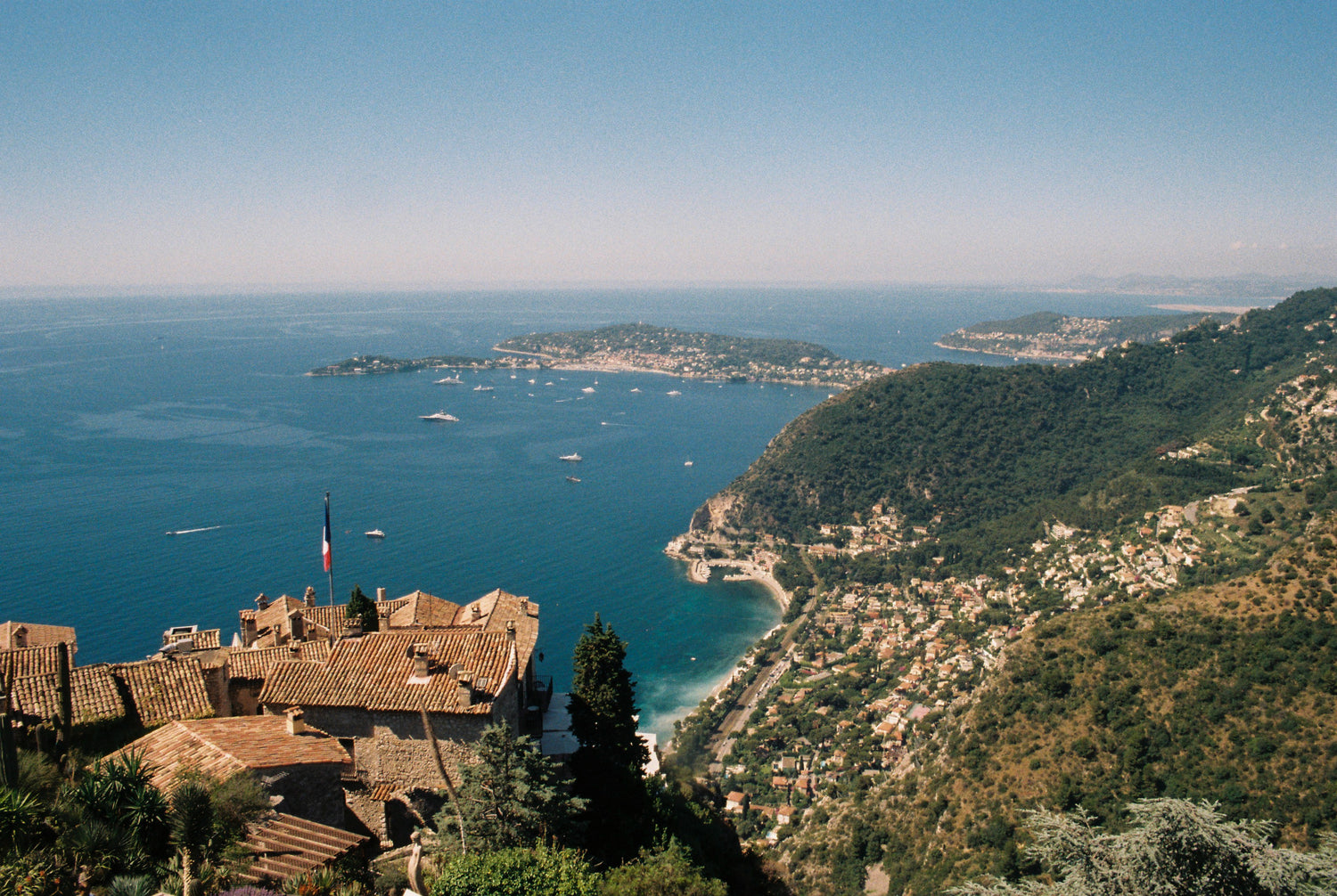 Views of the Mediterranean and the yachts from the Exotic Garden in Èze, a medieval village on the French Riviera