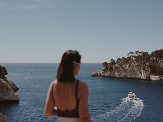 A boat leaving the harbour located at Calanque de Port-Miou, near Cassis, French Riviera