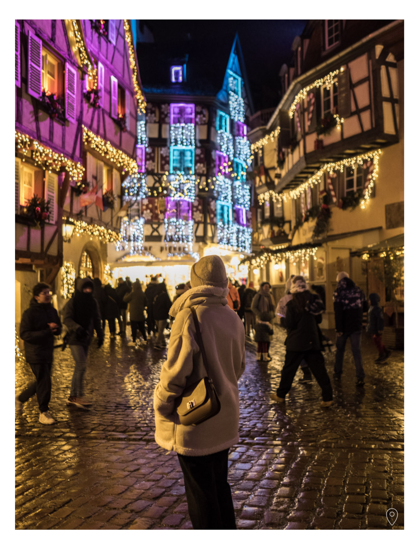 A Guide to Alsace, Christmas Edition - page with photo of Colmar at night, by Simply Slow Traveler