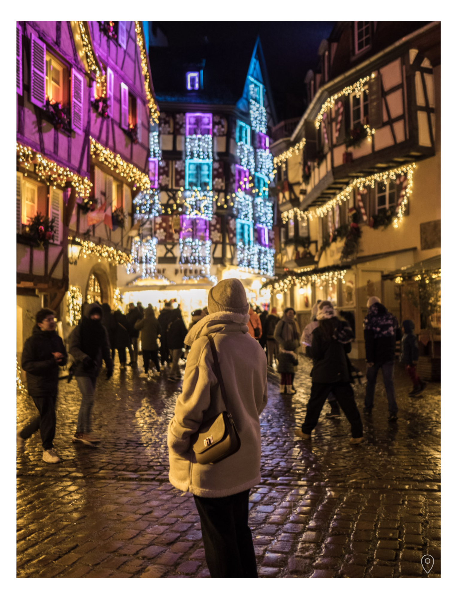 A Guide to Alsace, Christmas Edition - page with photo of Colmar at night, by Simply Slow Traveler