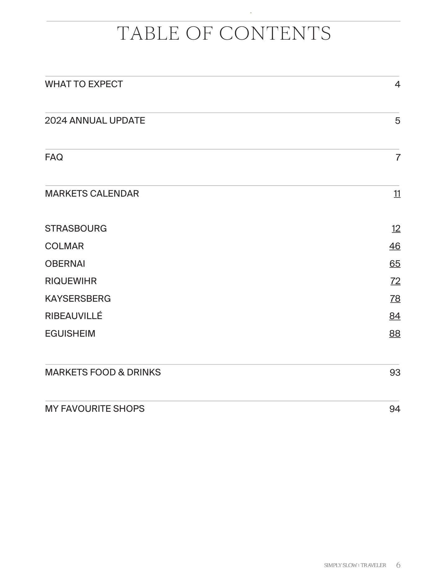 A Guide to Alsace, Christmas Edition - Table of Contents, by Simply Slow Traveler