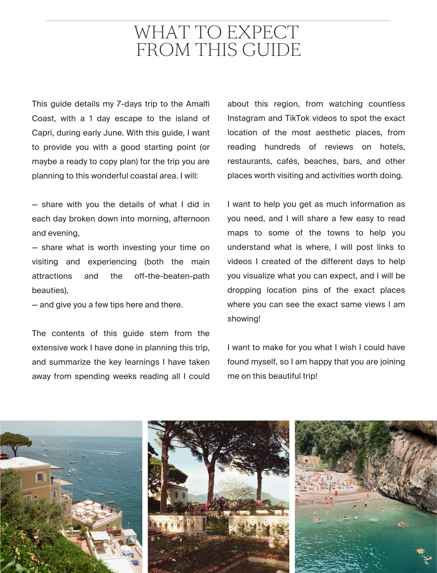 A Guide to the Amalfi Coast - the 'What to Expect' page, by Simply Slow Traveler