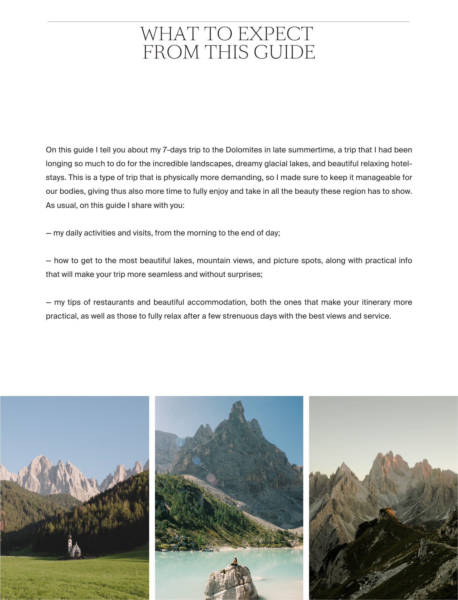 A Guide to the Dolomites - the 'What to Expect' page, by Simply Slow Traveler