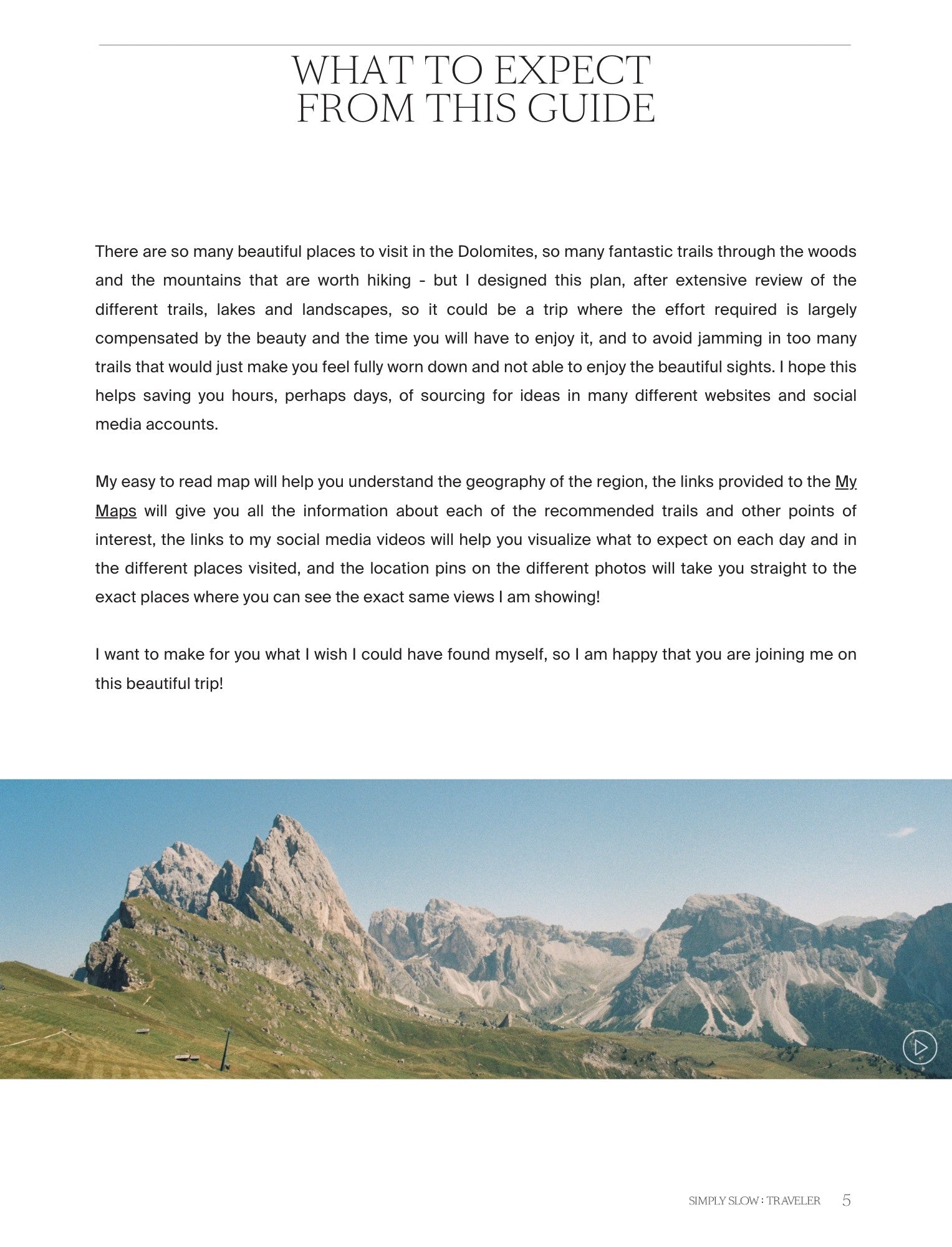 A Guide to the Dolomites - the 'What to Expect' page, by Simply Slow Traveler