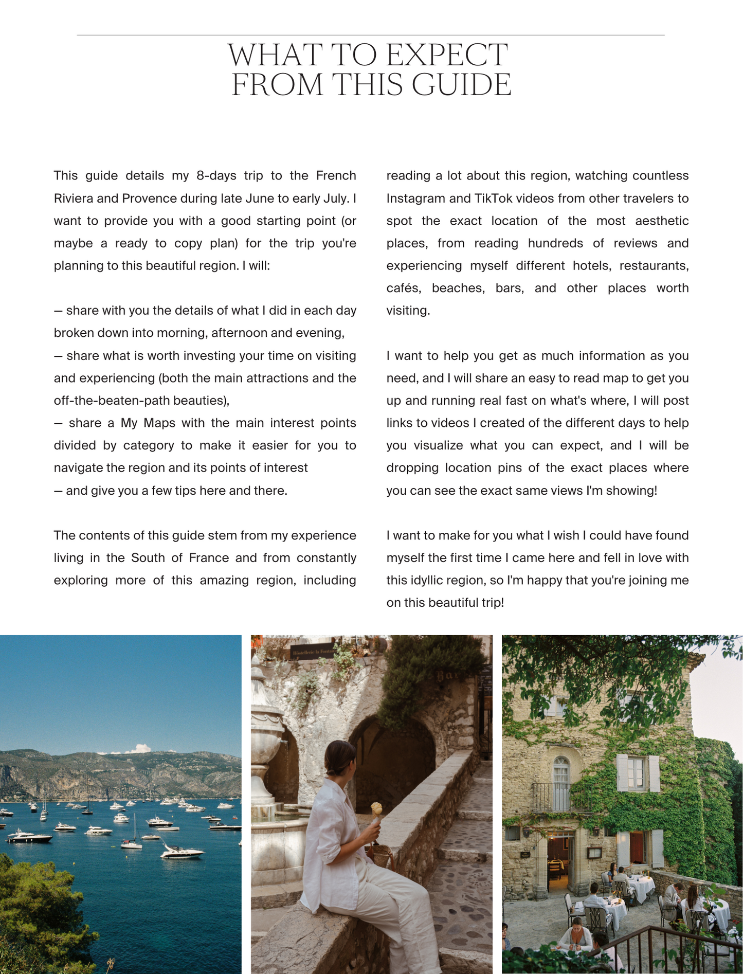 A Guide to the French Riviera & Provence - the 'What to Expect' page, by Simply Slow Traveler
