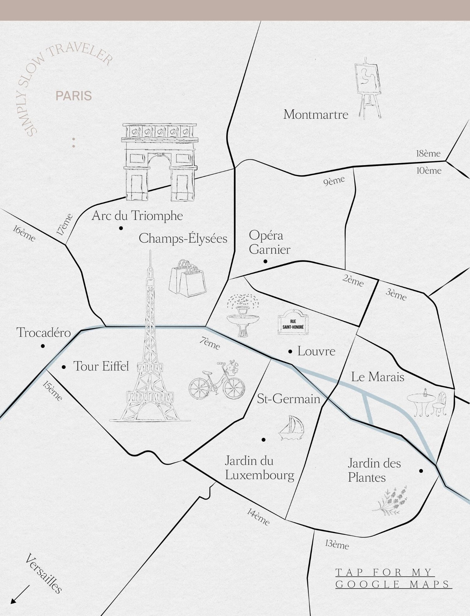 A Guide to Paris - the map of Paris, by Simply Slow Traveler