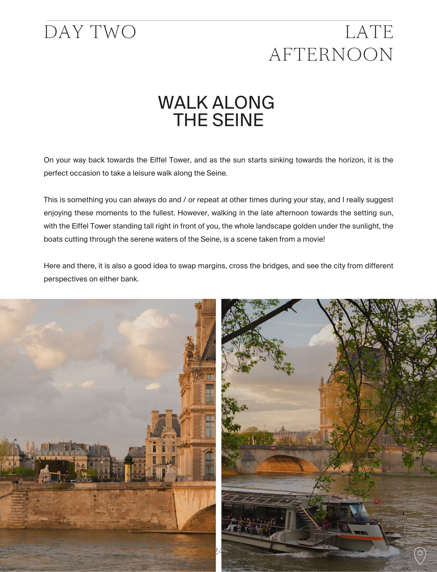 A Guide to Paris - Page on walking along the river Seine at sunset, by Simply Slow Traveler