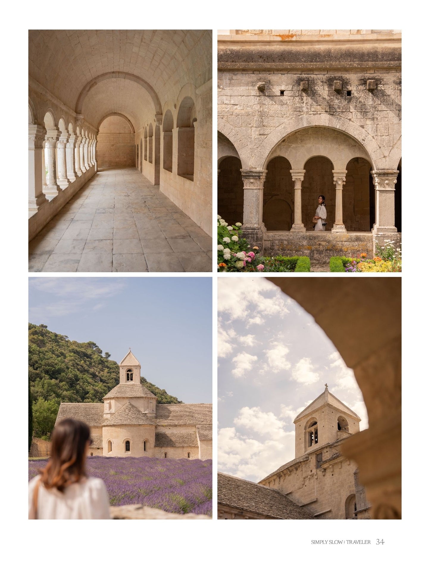 A page with four photos of Abbaye de Sénanque from the Guide to Provence in 8 Days by Simply Slow Traveler