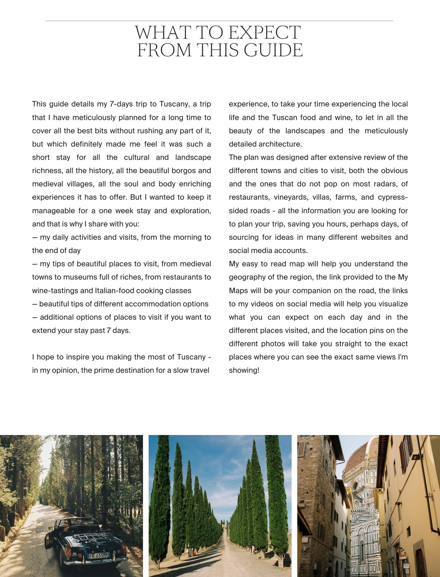 A Guide to Tuscany - the 'What to Expect' page, by Simply Slow Traveler