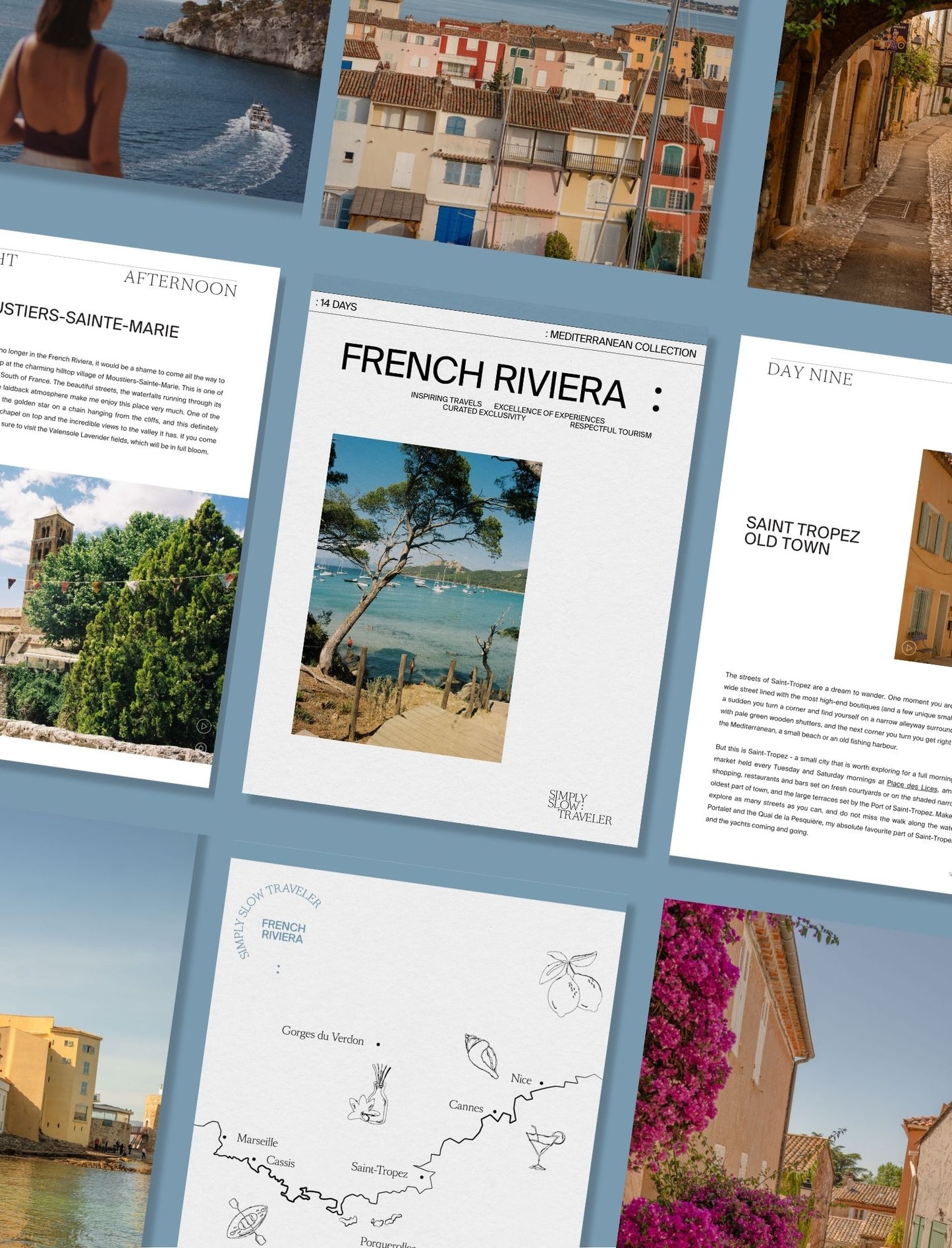 A Guide to the French Riviera in 14 Days - a collection of pages from the guide, by Simply Slow Traveler