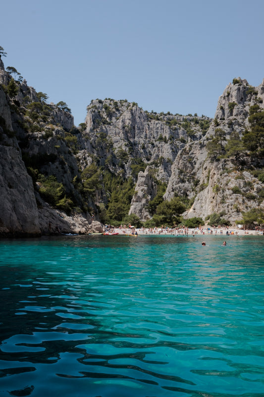 Calanque d'En Vau, near Cassis, in the South of France, as seen from a Kayak, with its turquoise waters